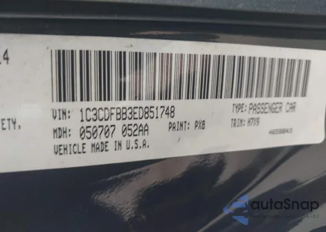 2014 Dodge Dart Sxt z USA, uszkodzony, nr VIN 1C3CDFBB3ED851748